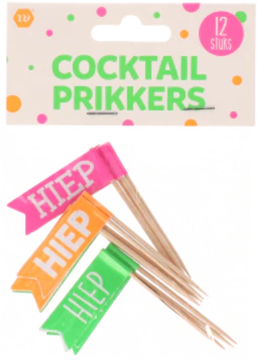 Prikkers hiep hiep hoera - 12 stuks