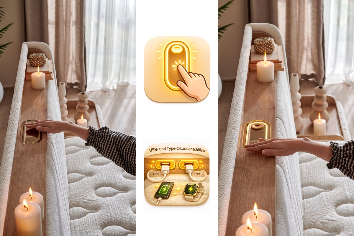 PointHome Natura - Boxspring - USB Oplaadpoort en LED Verlichting - Inclusief Dekbed - Boxspring met Opbergruimte - Met Nachtkastjes - 180x200 - New Deluxe Edition thumbnail 4