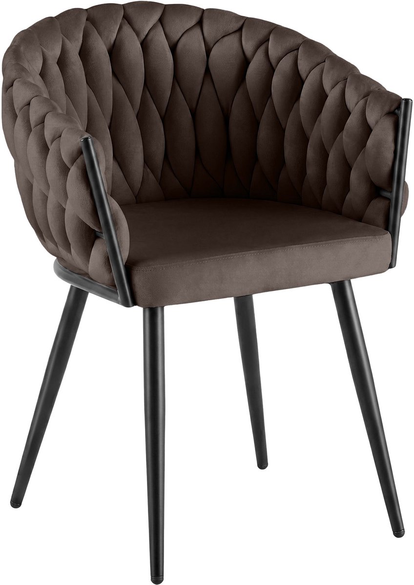 CLP Molise Eetkamerstoel - Zwart frame - 150 kg - Velvet - Fluweel/bruin