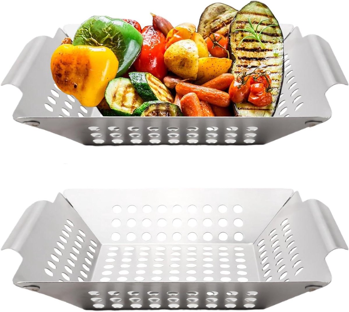 Grillmandje Roestvrij Staal - Groente Grillmand BBQ - Groenten Grillen - Geperforeerd Ontwerp - N.v.t. - Zilver
