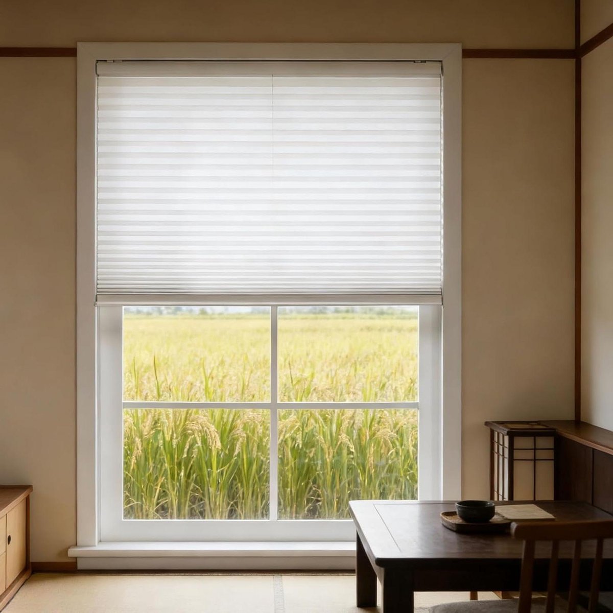 Plisségordijn - Raambekleding - Privacy en zonwering - Montage zonder boren - 46 x 160 cm - Wit