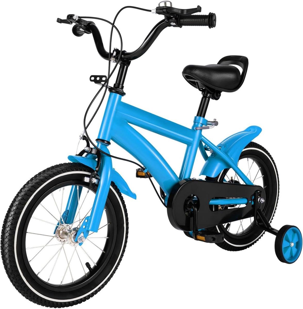 Kinderfiets met steunwielen Jeugdfiets loopfiets Veilig leren fietsen In hoogte verstelbaar 14 inch Blauw