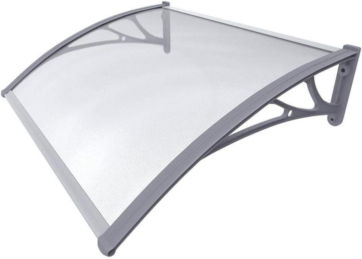 Luifel voor voordeur - Regenscherm Deur - Huis Beschermen - Gebogen Polycarbonaat - 100 x 80 cm - Transparant Grijs