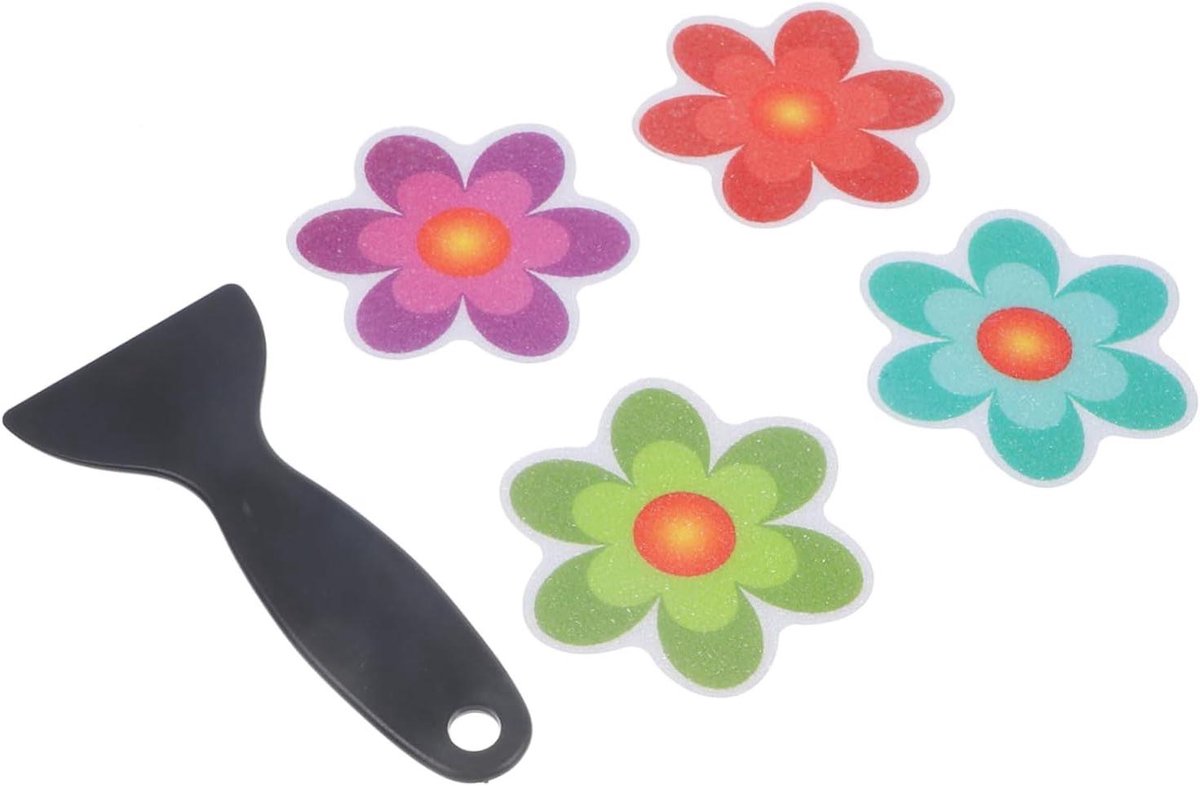 Antislip Badstickers - Badkuipstickers Veiligheidstegels - Valpreventie Badkamer - Bloemen Schep Patroon - 10.5 cm - Kleurrijk