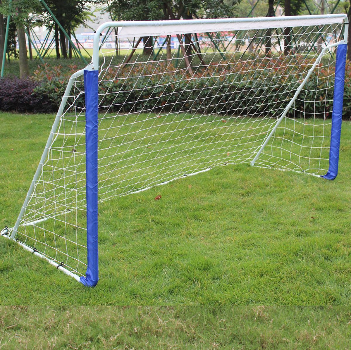 Voetbaldoel Stevig En Inklapbaar 243,84 X 152,4 X 91,44 Cm Staal Nylon Blauw Voor Training En Oefenen Met Draagtas