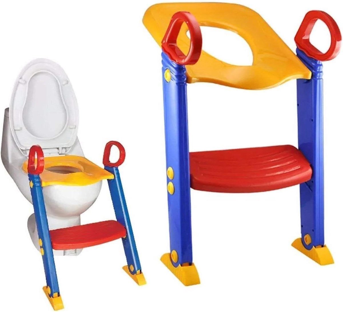 Pannentrainer Kinderen - Potjestrainer Peuters - Kinderen Zelfstandig - Opvouwbaar Ontwerp - 37 x 58.5 cm - Rood Blauw Geel