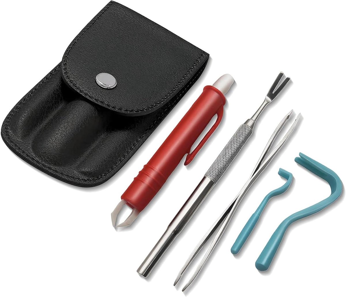 Tekentang Set - Tekenverwijderaar Pincet - Veilig Teken Verwijderen - Roestvrij Staal - 5 Delig - Zwart Blauw Rood