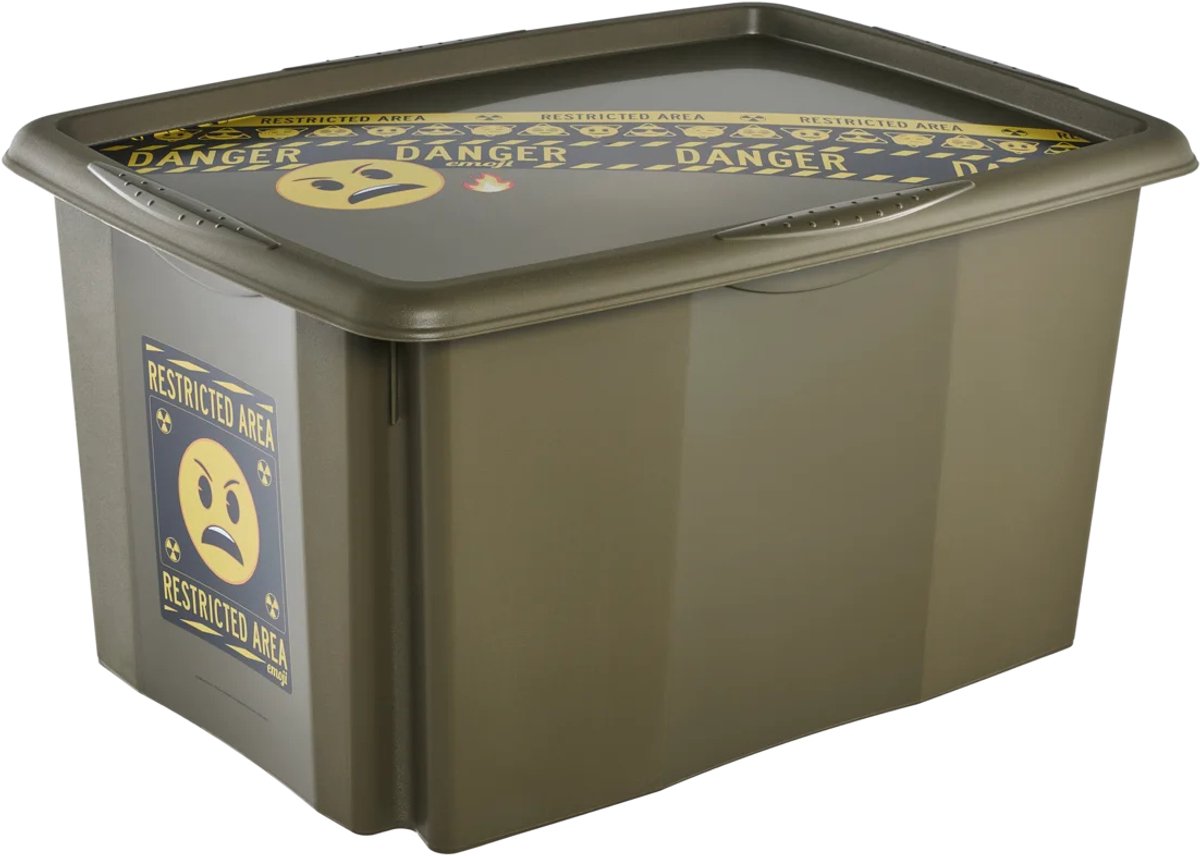 keeeper opbergbox Karolina Emoji Danger, 45 liter, olijfgroen, 40x55x30 cm