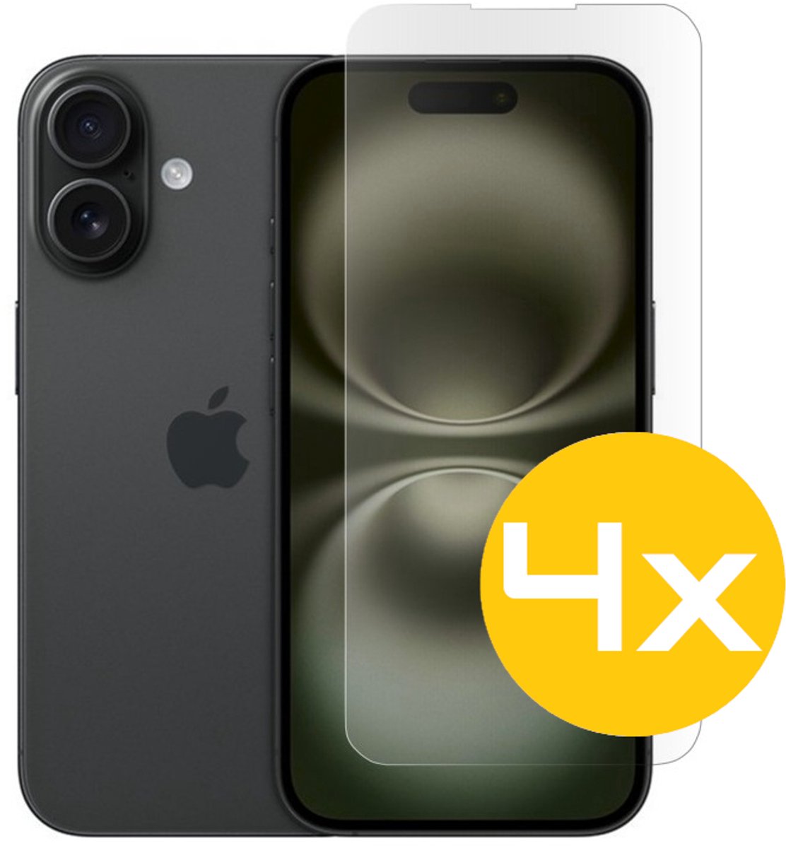 Screenprotector Geschikt Voor iPhone 16 Plus - Glasplaat - Tempered Glass - 4 Stuks