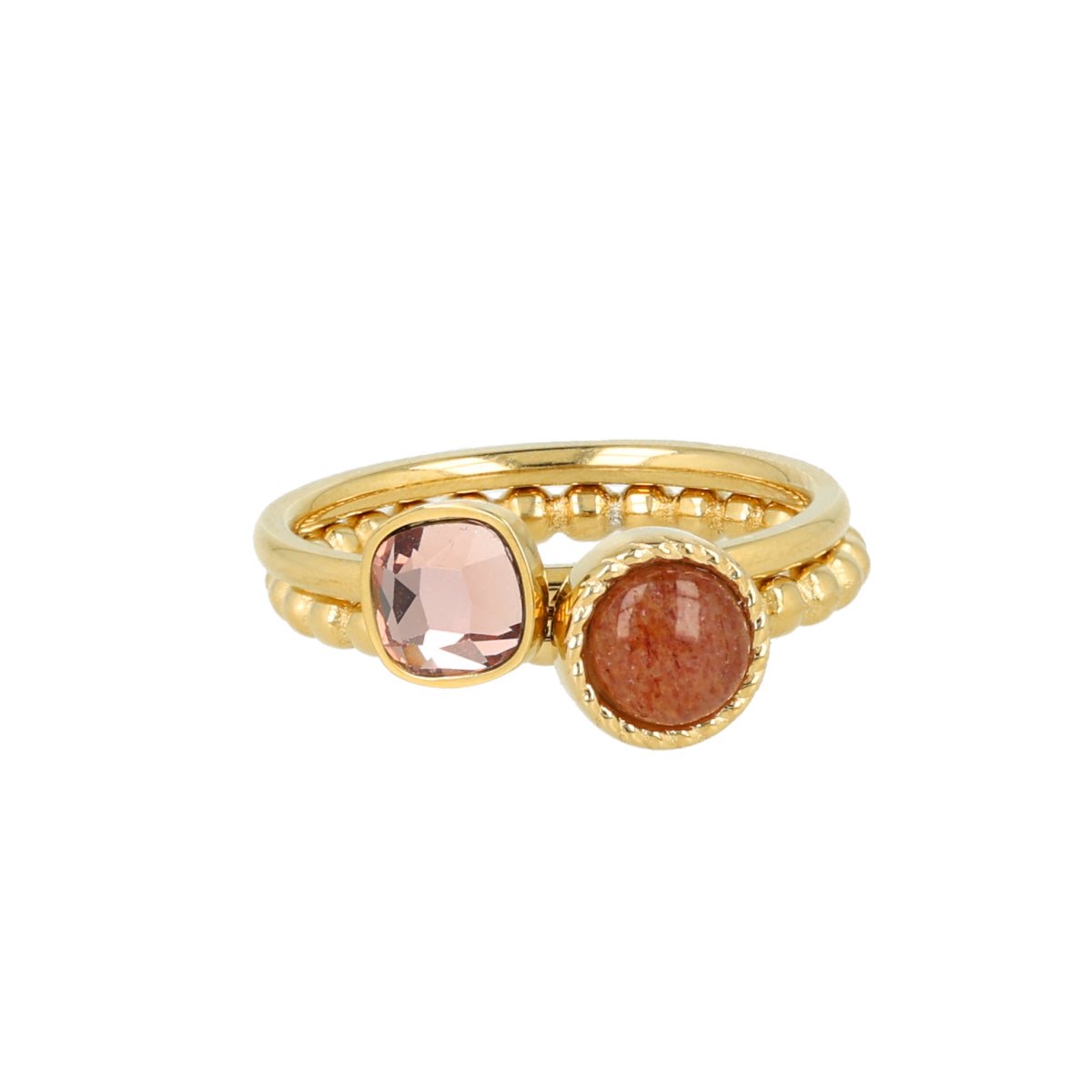 My Bendel - Ringen Set met Berry Quartz - met Luxe Cadeauverpakking | Sieraden Voor Dames | Maat 17.00 / Maat 53