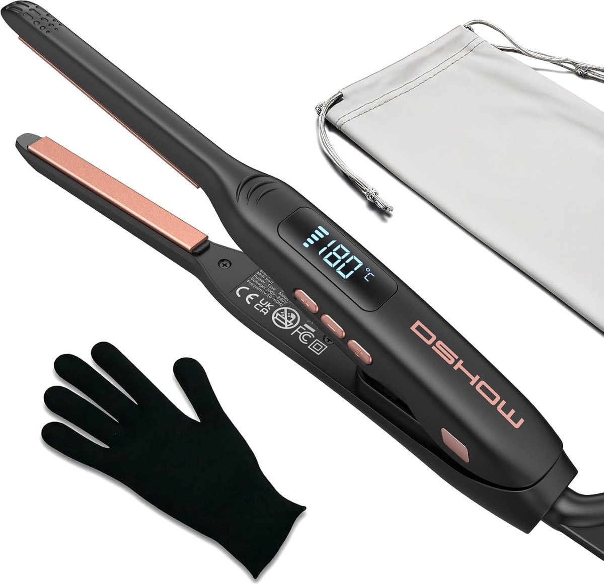 SnelShoppen - DSHOW Stijltang voor Kort Haar, Kleine 2-in-1 Stijltang voor Baard en Pony, Geschikt voor Alle Haartypes, Compact en Lichtgewicht, Ideaa