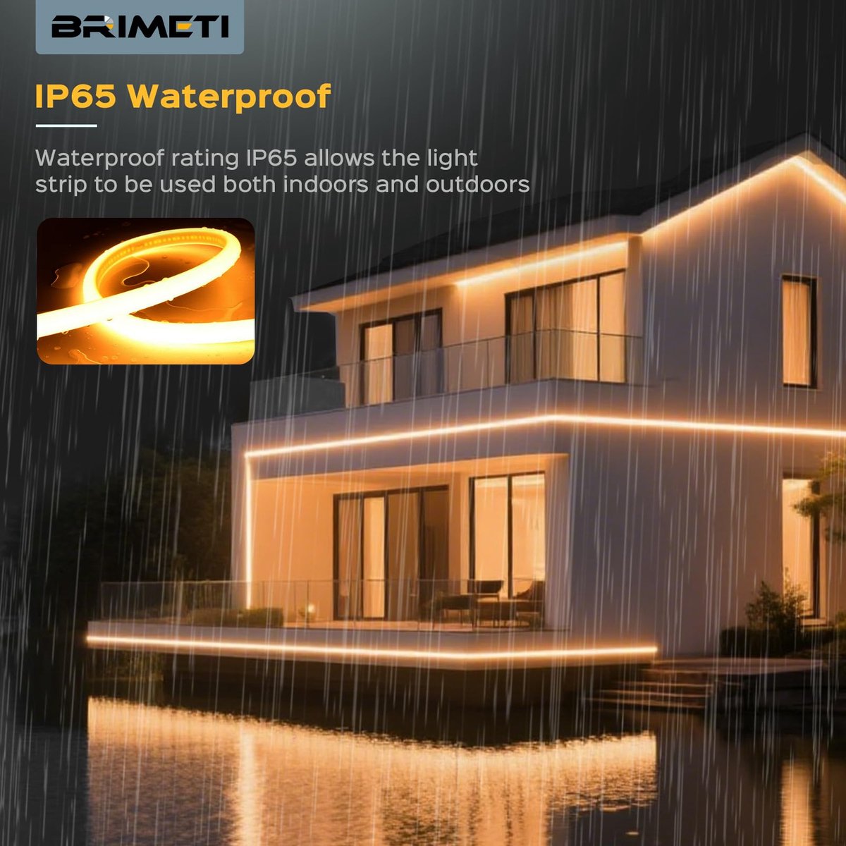 SnelShoppen - BRIMETI COB LED Neon Ledstrip 20M 220V Neutraal Wit 4000K 120LEDS/M IP65 Waterdicht Flexibel LED Strip Buiten Lichtstrip met Netsnoer Sc