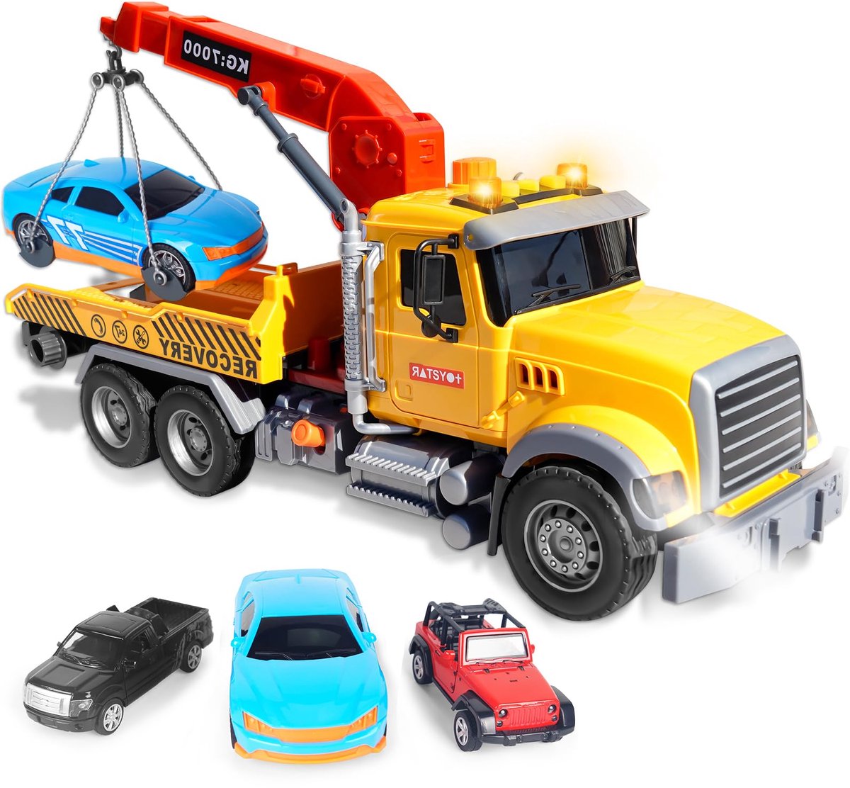 SnelShoppen - Toelwagen Speelgoed, Veelzijdige Sleepwagen met Kleine Terreinwagen, Vrachtwagen, Racewagen, Grote Bestelwagen, Vrachtwagen met Licht en