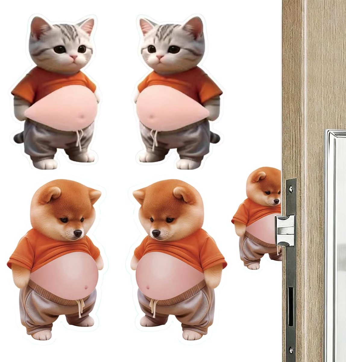 Dailygoods - 4 Stuks Rubber Deurstopper met Shiba Inu Ontwerp - Antislip Stickers