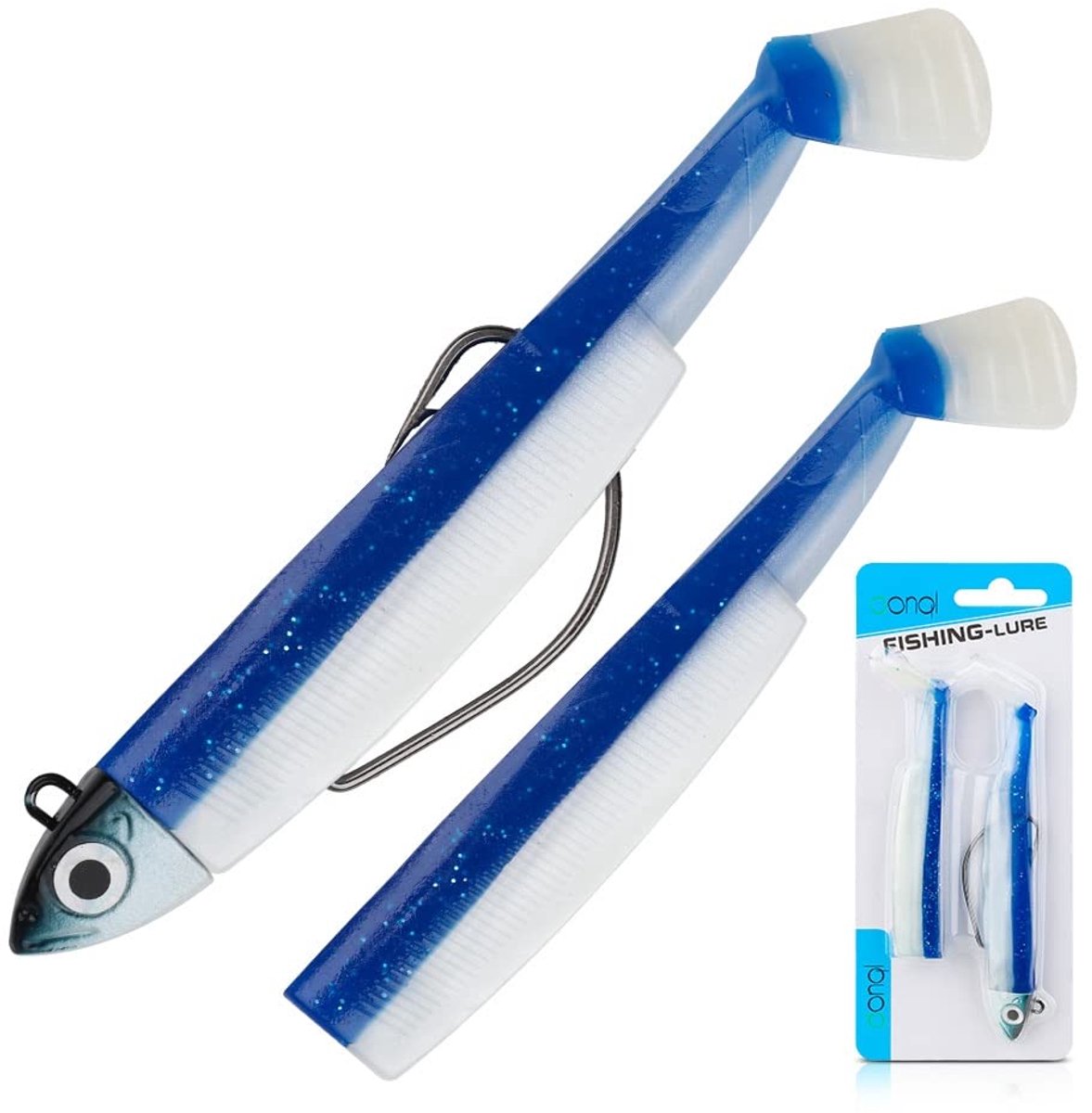 Dailygoods - Rubber Vissen met Jigkop - 9 cm, 25 g, 15 g, 10 g, 5 g - Perfect voor Zander en Baars