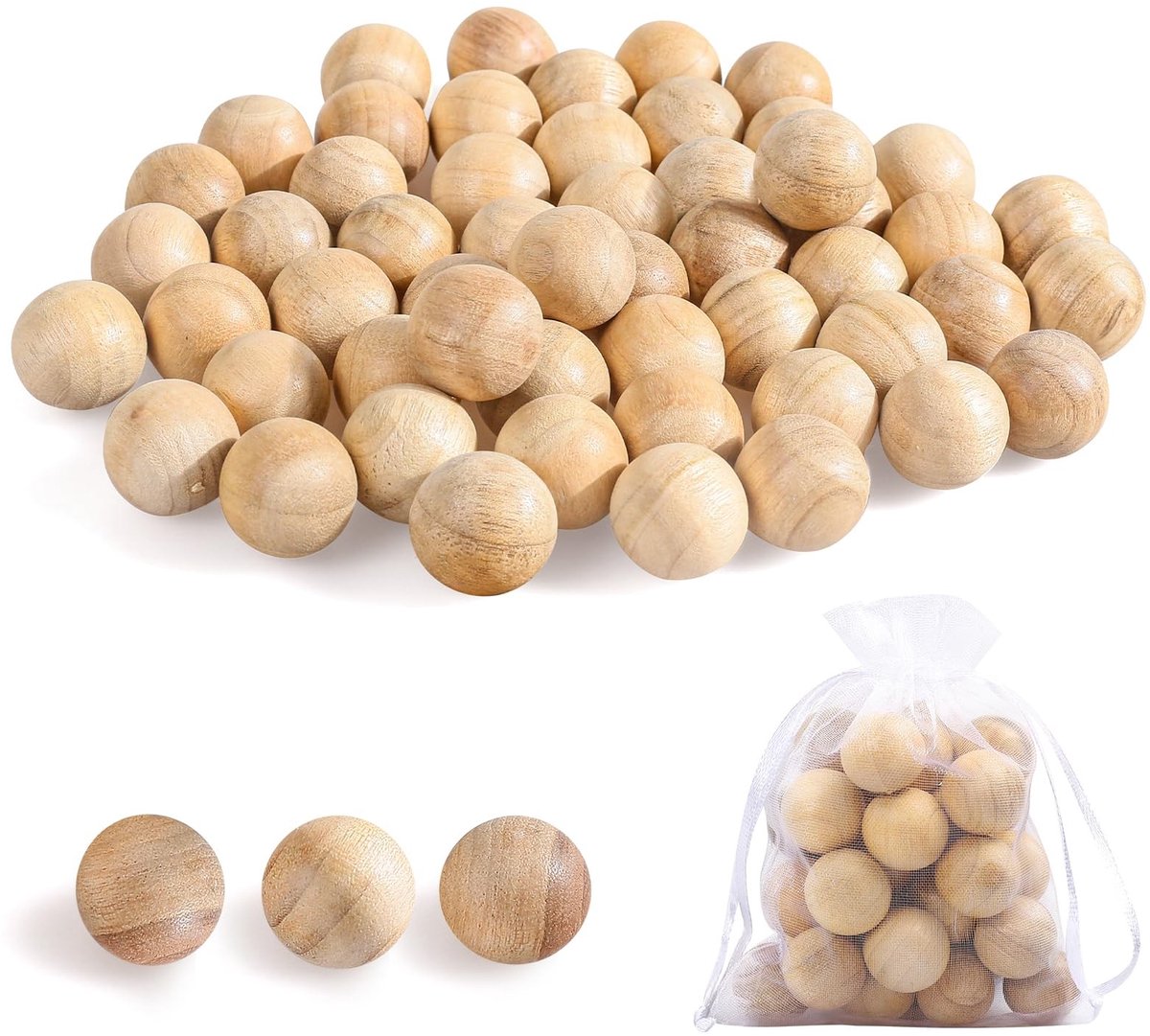 Dailygoods- Mottenballen Cederhout - Mottenbestrijden - Mottenafweer - Geurballen - Mottenstop Kledingkast - 50 Stuks (2,2 cm) - Mottenwering