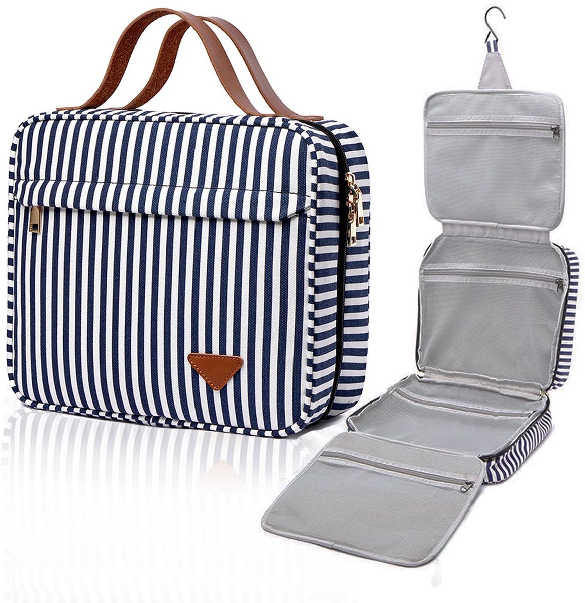 SnelShoppen - Ophangbare Reis-Toilet- en Make-uptas - Ruime Organizer met Haak, Waterdicht en Lichtgewicht, Ideaal voor Vakanties, Kamperen, en Thuisg