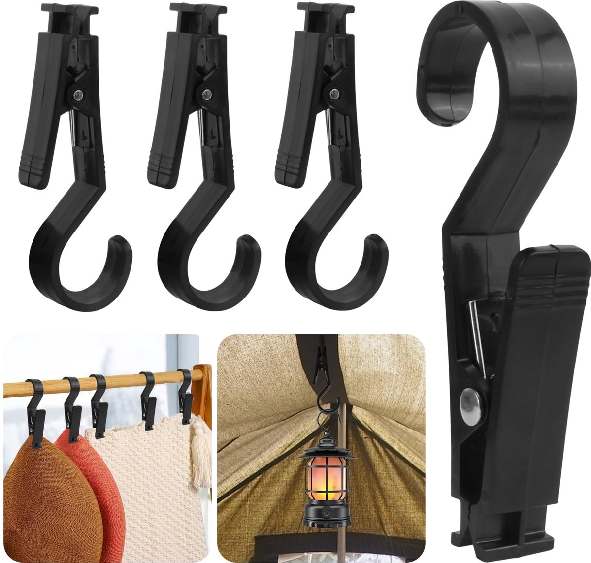 Dailygoods - Wasknijpers - 4 Stuks Multifunctionele Klemmen voor Camping en Thuisgebruik