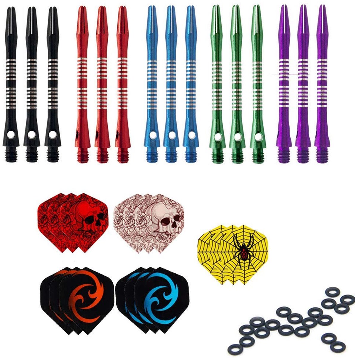 Dailygoods - Aluminium Dart Shafts met 5 Kleuren en Accessoires voor Dartpijlen