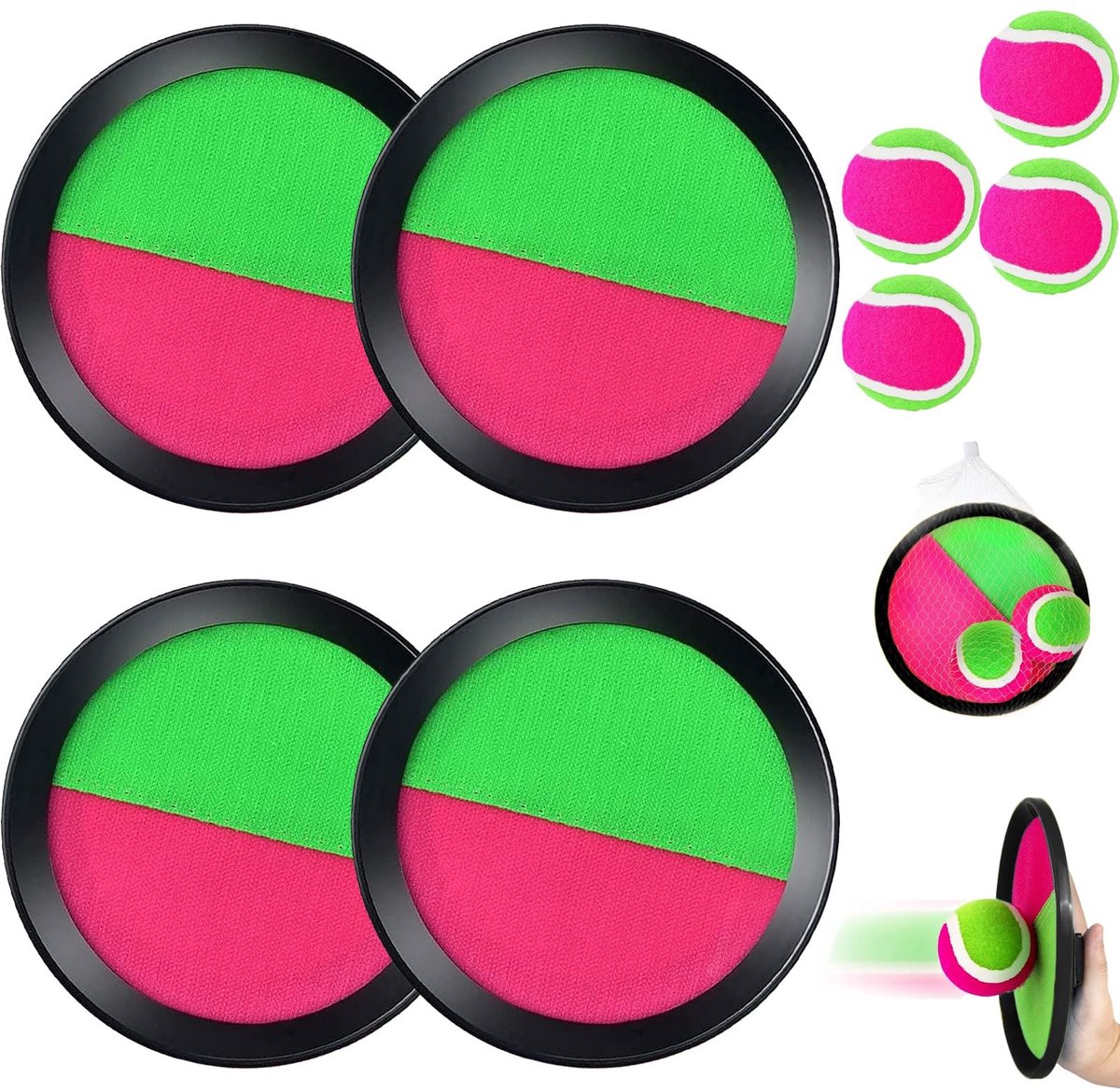 Dailygoods - Strand Racket Set - Buiten Spellen voor Kinderen met 4 Peddels en Ballen
