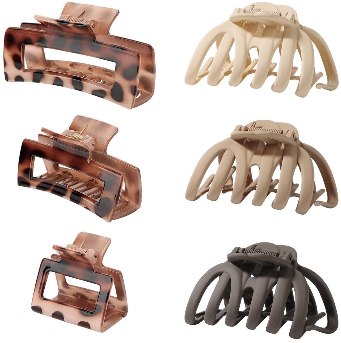 Dailygoods - 6 Stuks Grote Haarclips Set voor Dik Haar - Octopus & Rechthoekige Klemmen voor Vrouwen