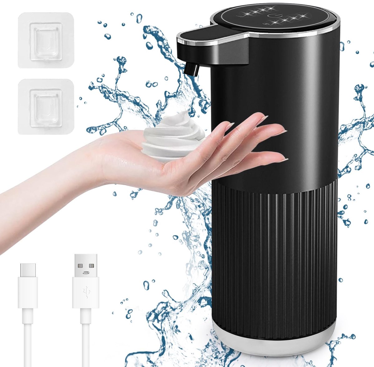 Dailygoods - Automatische Schuimzeepdispenser - 400ml Navulbaar, Wandmontage, Batterijniveau-indicator