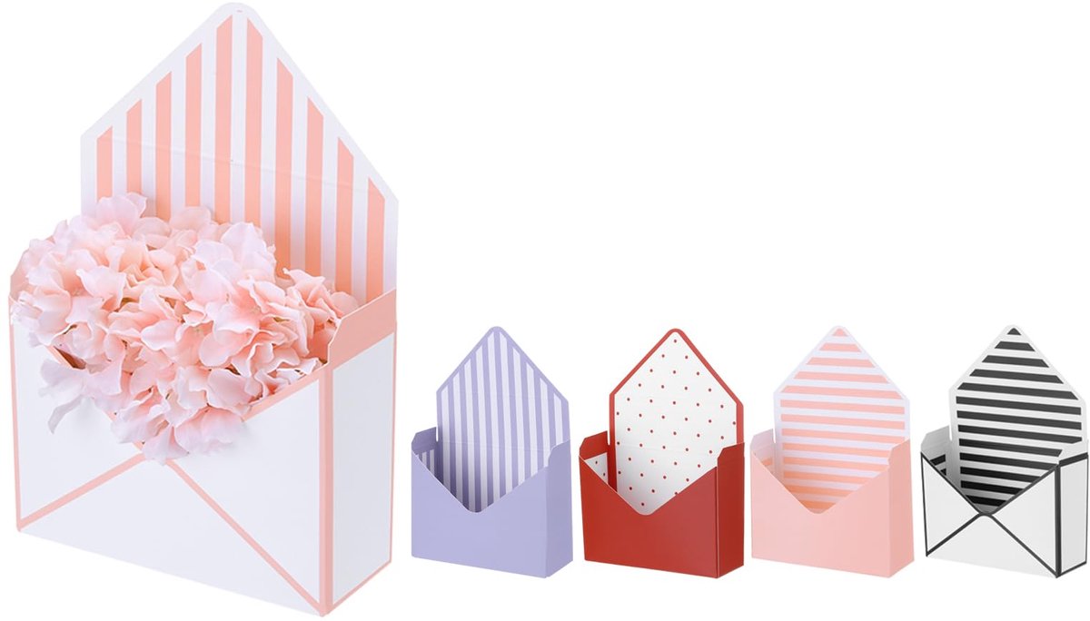 Dailygoods - 5 Stuks Papieren Bloemen Geschenkzakken met Handvat - Voor Feestelijke Gelegenheden