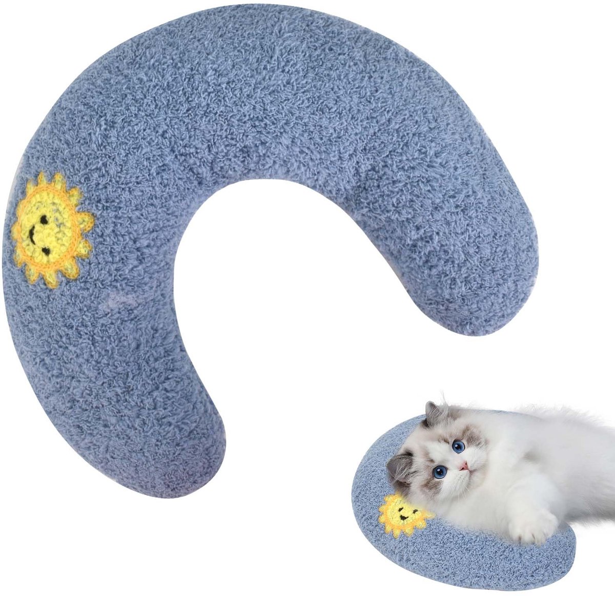 Dailygoods - U-vormig Nek Kussen voor Katten - Zacht en Kalmerend Dierenspeelgoed