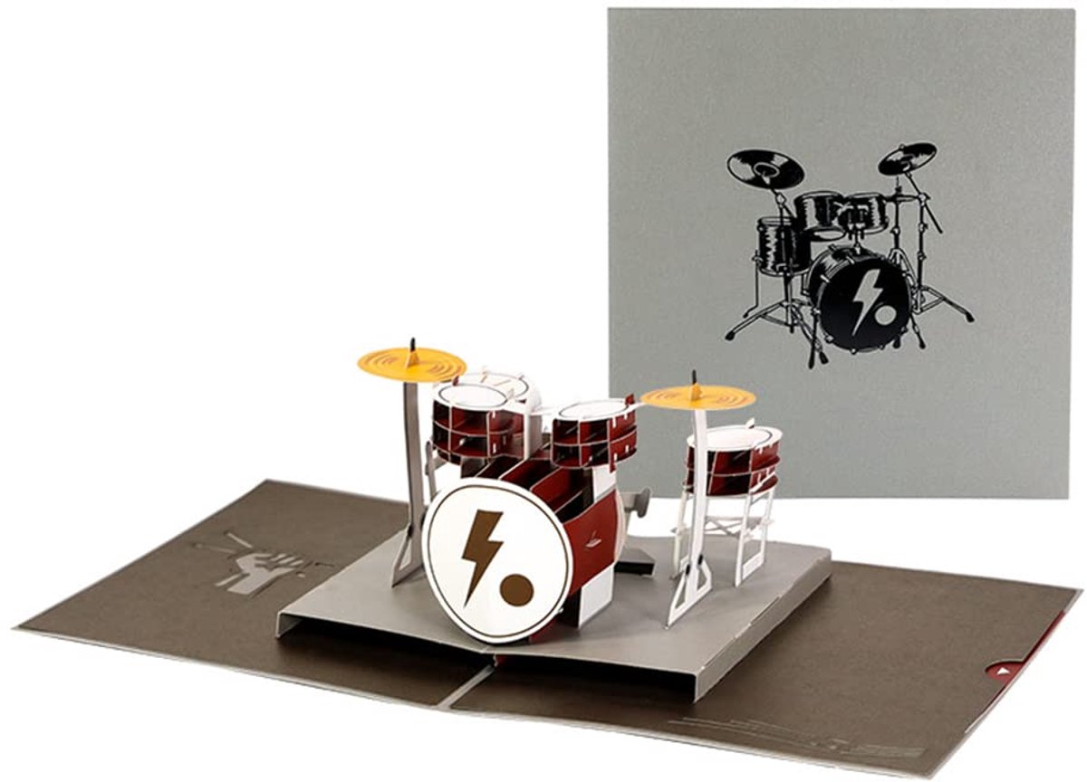 Dailygoods - 3D Drums Pop-up Verjaardagskaart met Envelop voor Feest en Afstuderen