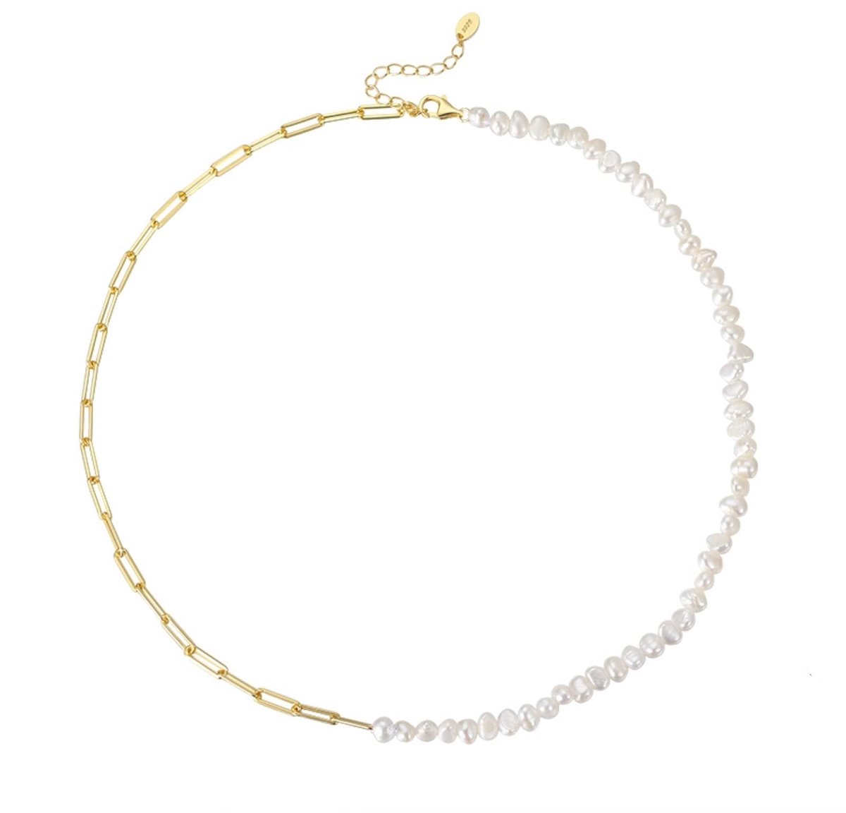 Dailygoods - Halsketting met Echte Gekweekte Parels en 925 Zilver voor Vrouwen