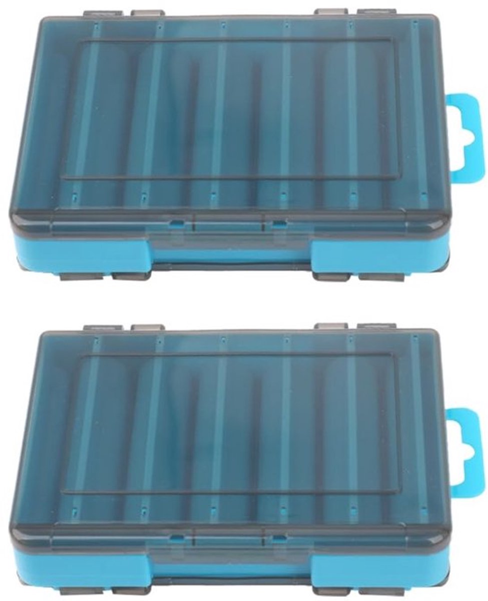 Aasdoos Dubbelzijdig - 2 Stuks - 12 Vakken - Visdoos met Handvat - 3,8 x 10,3 x 3,1 cm - Kleine Doos voor Zeevisaas