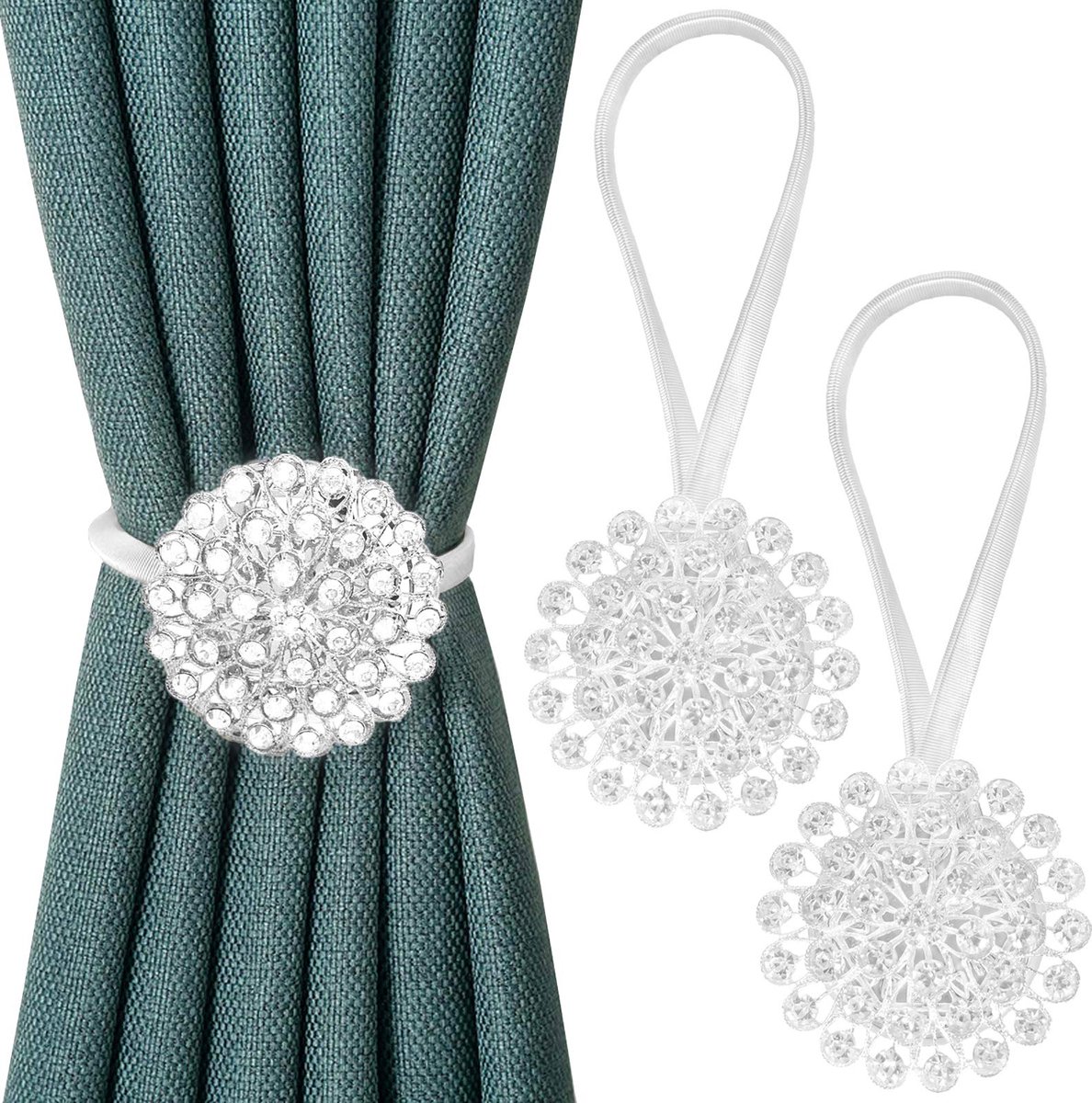 Dailygoods - Magnetische kristallen bloemengordijn Tiebacks (2 stuks)