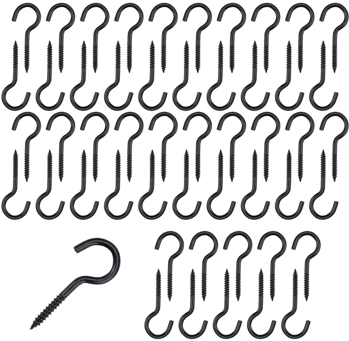 Dailygoods - 50 Stuks Schroefhaken - Zwart, Klein voor Plafondlampen en Planten