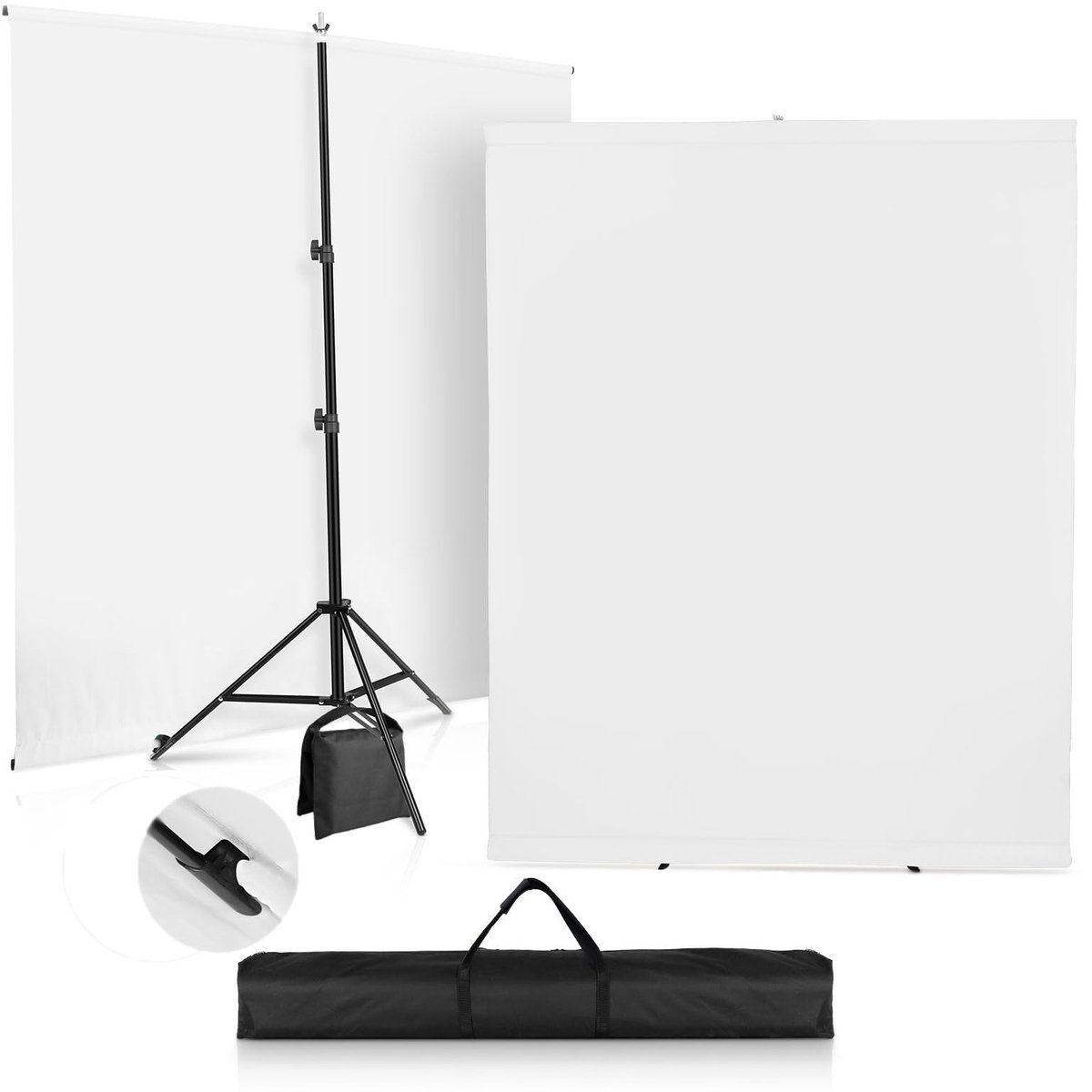 Dailygoods - Fotoachtergrond Wit met Standaard 2x2m voor Fotostudio en Streaming