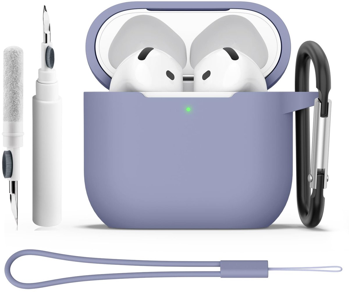 Dailygoods- Beschermhoes 2 mm ultradun - Schokbestendig - Siliconen - 4-in-1 Accessoires - Karabijnhaak - Koord - Airpods Case
