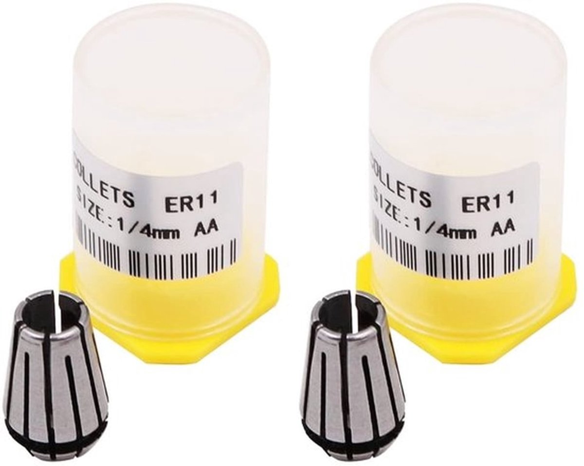 - Lente Collet Set - 1/4 Inch Spantang - Nauwkeurigheid van 0,007mm - 2 Stuks - Voor Graveermachine - Gelegeerd Staal - Geschikt voor F...