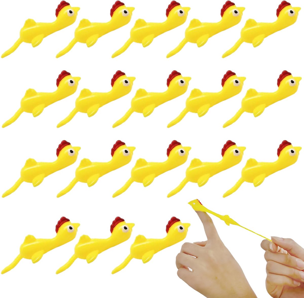 Dailygoods - 30 Stuks Vinger Slingers met Vliegende Kippen - Leuk Speelgoed voor Kinderen