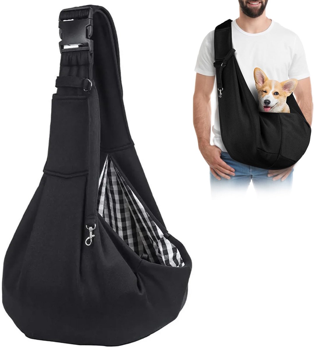 Dailygoods - Draagtas voor Honden - Verstelbare Schouderband en Voorvak - Geschikt voor Honden tot 7.5kg