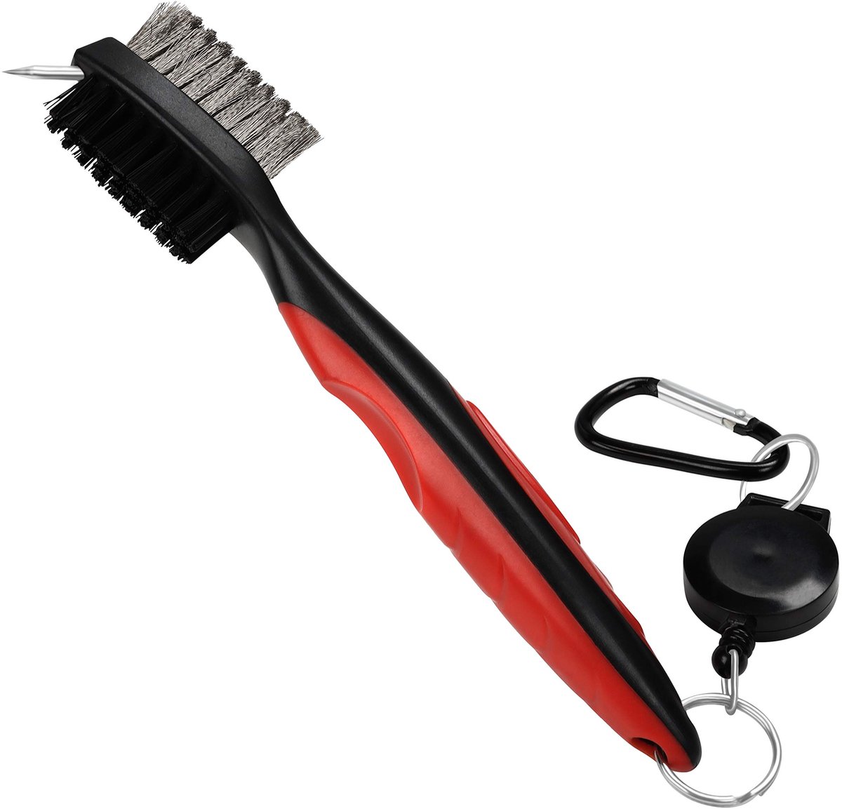 Dailygoods - Golf Club Borstel en Groove Cleaner - Dual Sided Nylon en Roestvrij Staal - Ergonomisch Handvat - Inclusief Schoonmaak Pin - Voor Woods e...