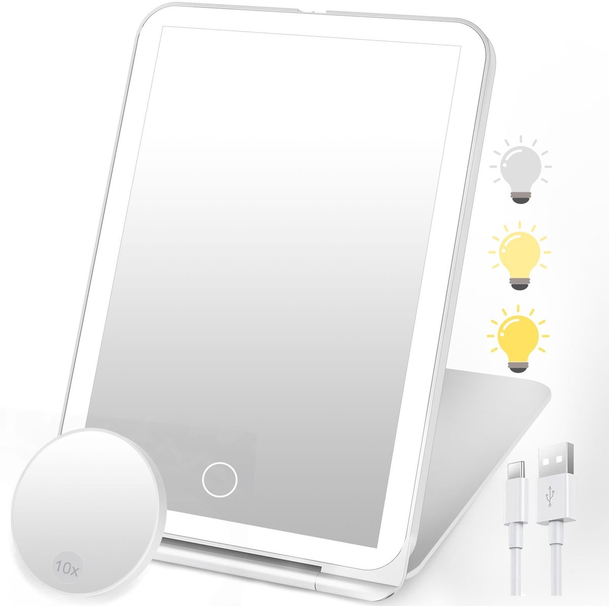 Dailygoods - Make-up Spiegel met Verlichting - Oplaadbaar en Opvouwbaar