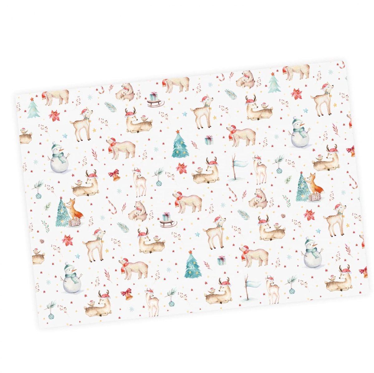 Dailygoods - 5 Vellen Cadeaupapier Kerstmis - 84,1 x 59,4 cm - Hert Rendier Aquarel