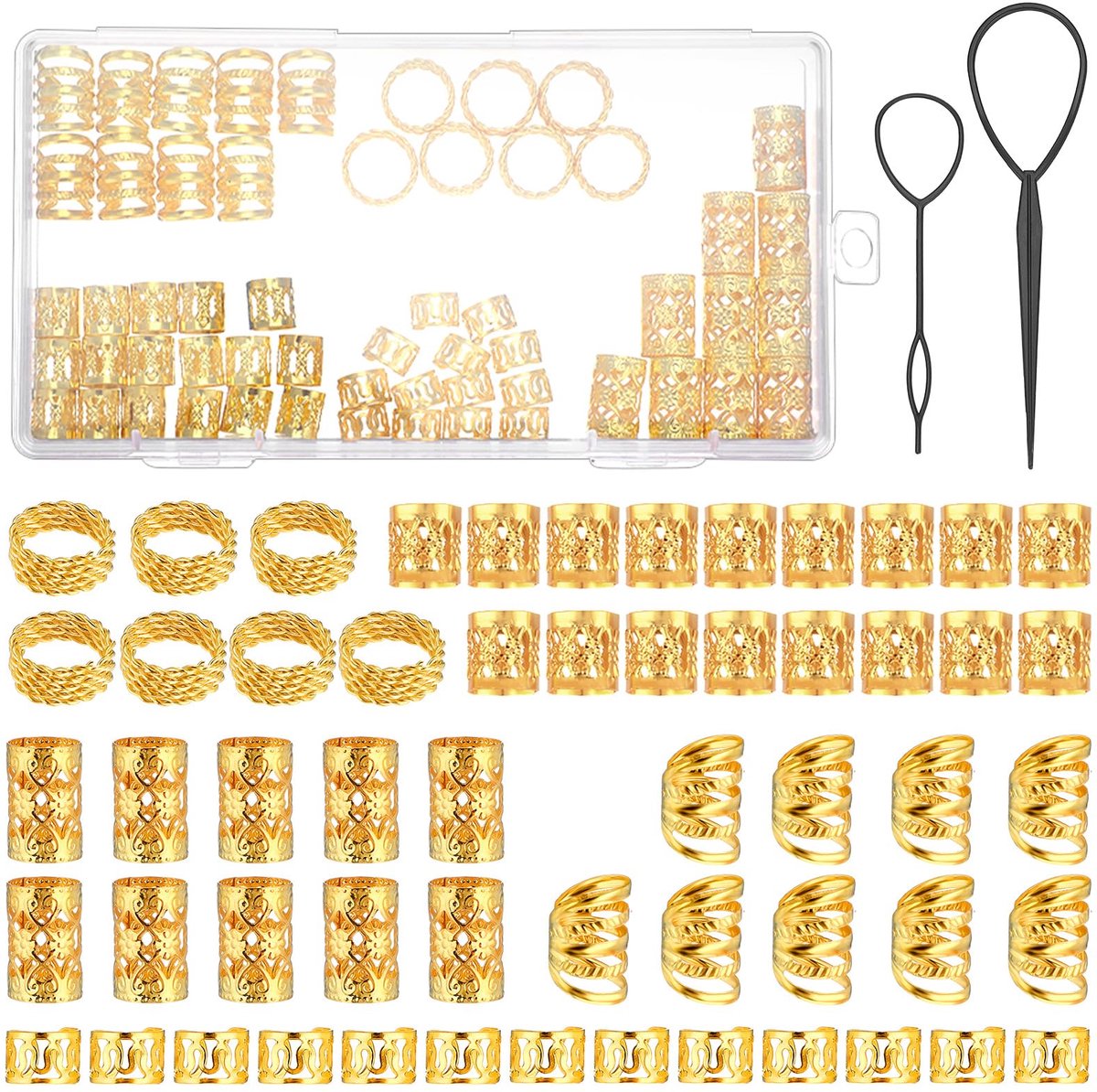 Dailygoods Dreadlock Haar Sieraden - 110 Stuks Dreadlock Beads en Clips