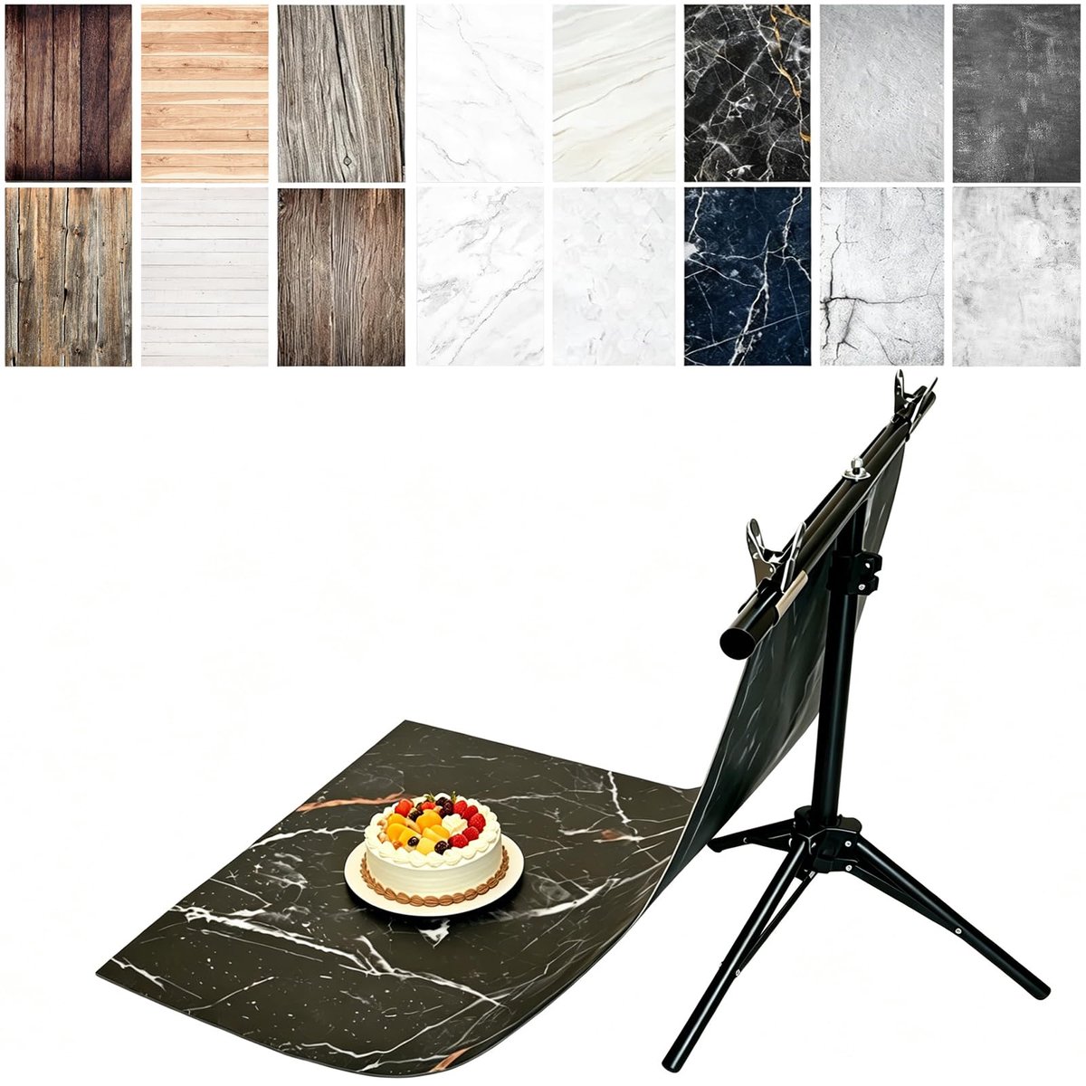 Dailygoods - 8 Stuks Fotografie Achtergrond Papier met Stand - Dubbelzijdige Props voor Perfecte Foto's