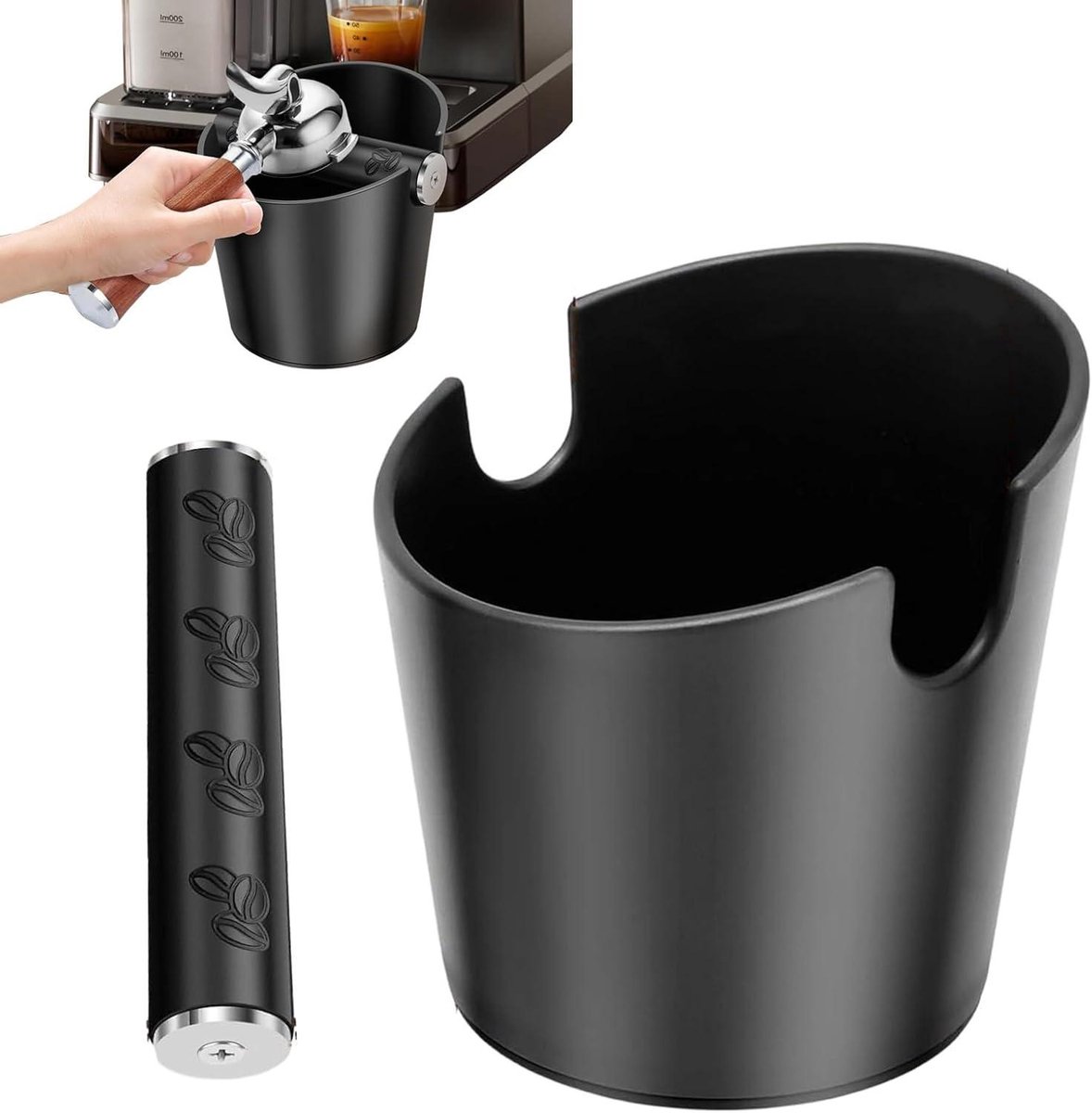 Koffie Knock Box - Tamping Emmer - Koffie Residuen Verwijderen - Vaatwasmachinebestendig - 14 x 13 x 13 cm - Zwart