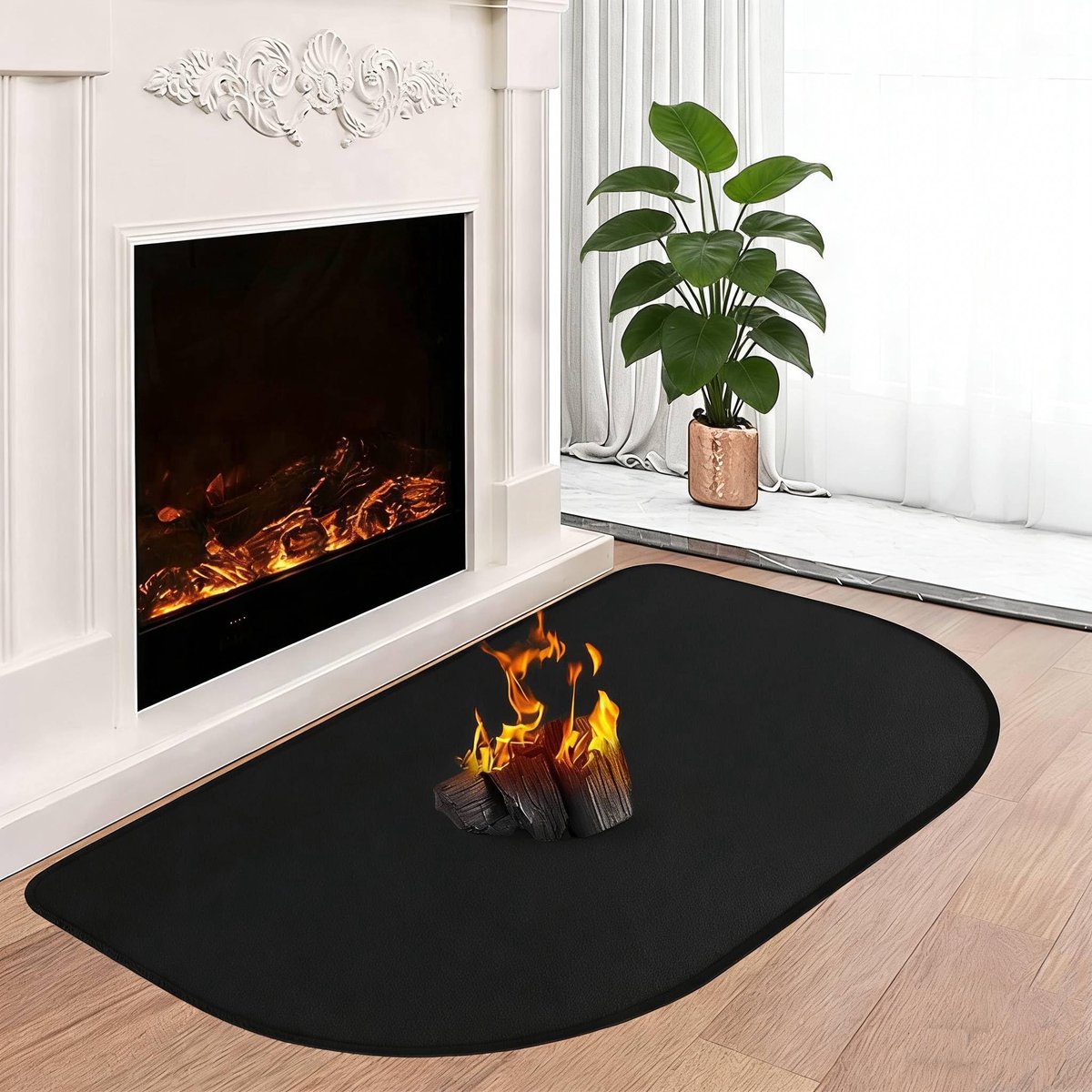 Dailygoods - Vuurvaste Onderlegger voor Haard - Halfronde Hittebeschermingsmat 50 x 80 cm