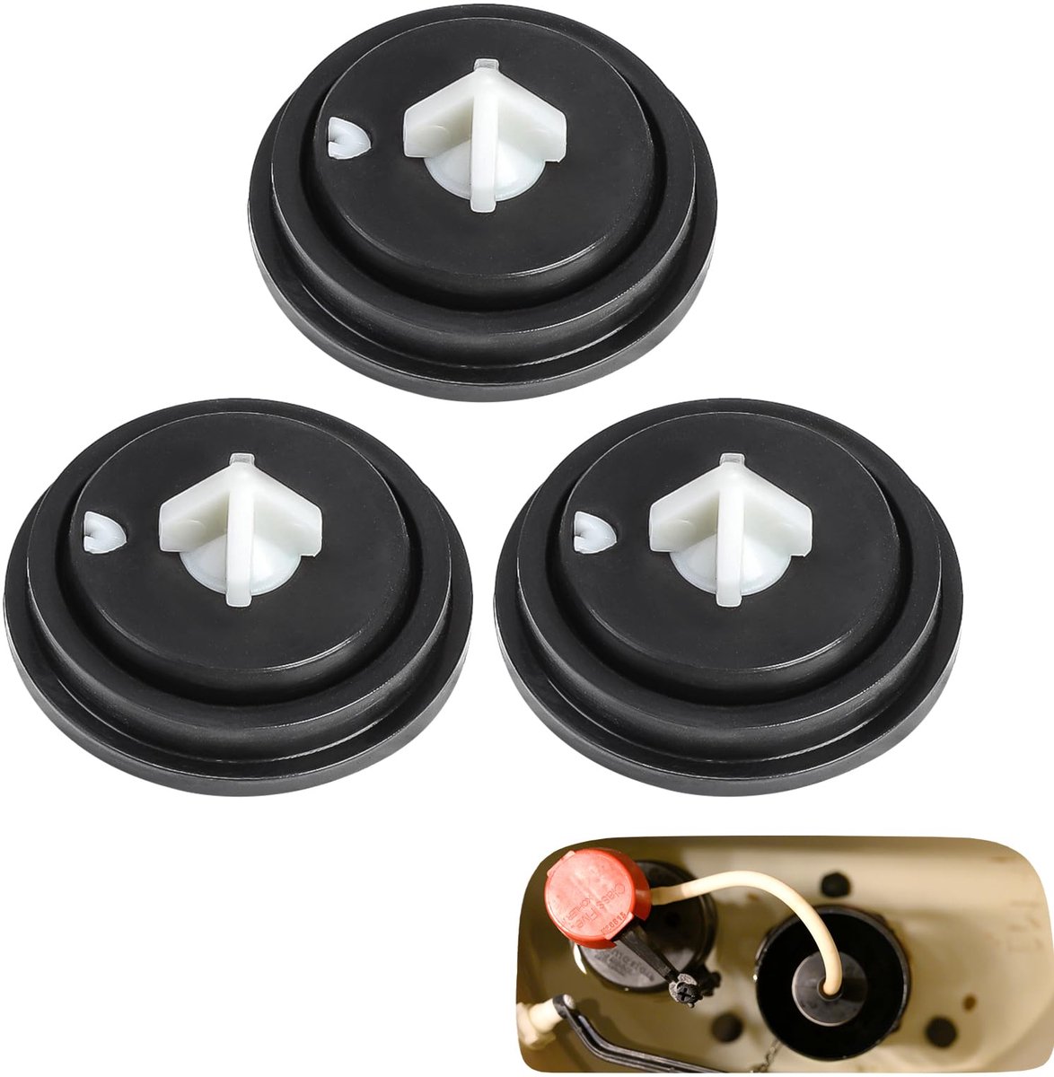 Dailygoods - Set van 3 Vervangbare Rubber Membranen voor Toilet Spoelsystemen