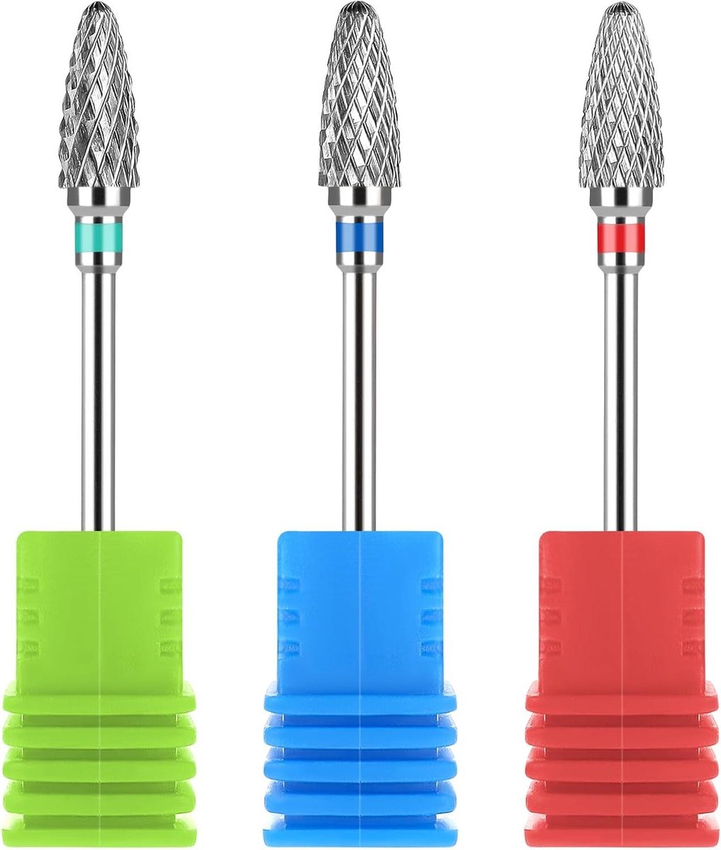 Nagelboren Set - Manicure Bits - Nagelvijlen - Wolfraamcarbide - 3 stuks - Zilver