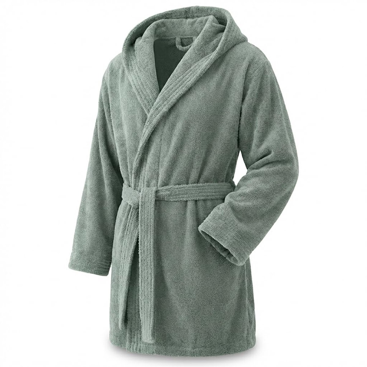 SnelShoppen - Elegante Badjas voor Dames en Heren, 100% Katoen, 500 g/m², Water Groen, Met of Zonder Capuchon, Zacht en Absorberend voor Douche, Spa e