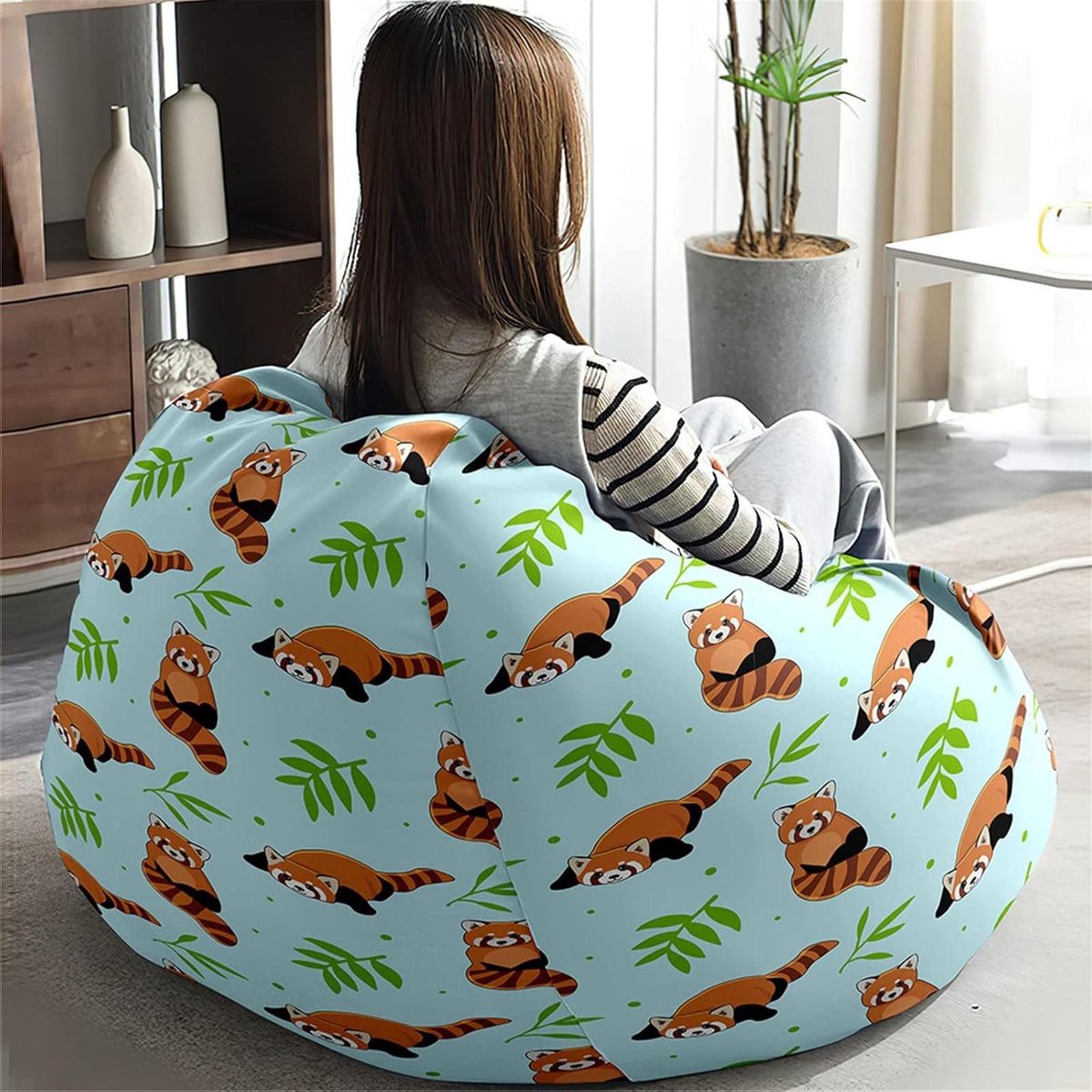 Zitzakhoes - Stoelhoes Luiaard - Ontspannen Zitten - Wasbare Overtrek - 80x90cm - Bruin
