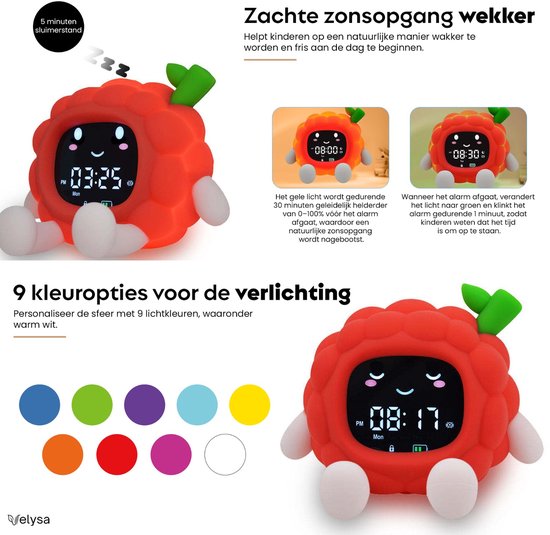Slaaptrainer Kinderen - Gratis slaapmasker- Kinderwekker - Wekker en Nachtlampje Kinderen - White Noise - Timer - 9 verschillende kleuren - 6 slaapgeluiden - Lichtwekker - van Velysa — afbeelding 4